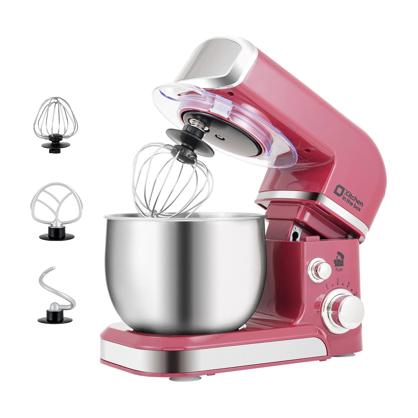 Kitchen in the box Stand Mixer,3.2Qt Small Electric Food Mixer,6 Speeds Portable Lightweight Kitchen Mixer for Daily Use with Egg Whisk,Dough Hook,Flat Beater (Purplish-red)