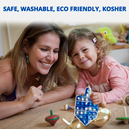 Hanukkah Gifts Poppit Dreidel Pop Fidget Toy Chanukah Party Popper Hanukah Gift Jewish Holliday Kids Adult Menorah Holiday Present Fun Push Game Stress Silicone Sensory Judaica Traditional Driedel