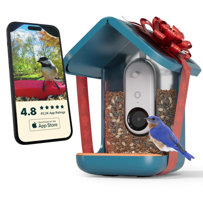 BIRD BUDDY® Original Solar Bird Feeder with Camera - AI Bird Species Identification, 5MP Photos, 2K HD+ Video Live Stream Camera, Solar-Powered Charging, 2.8in Focus - Blue