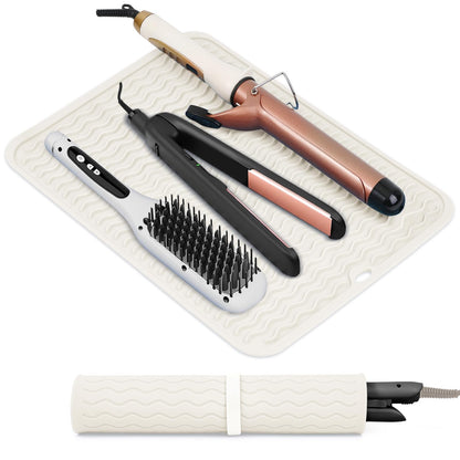 Suafrnut Oversize Silicone Heat Resistant Mat, Portable Travel Mat Cover for Curling Irons, Flat Irons, Hair Straightener and Hot Hair Styling Tools(14.2" x 11")