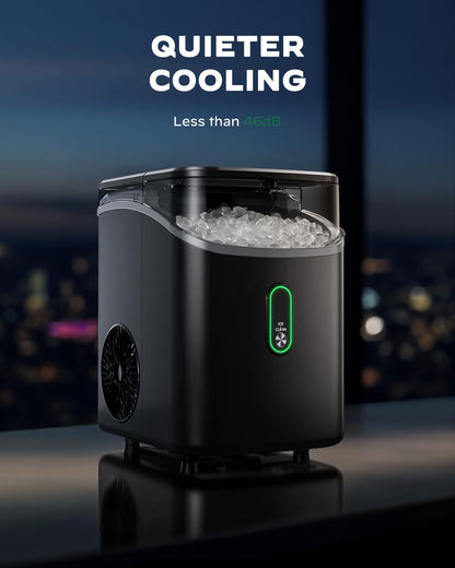 Nugget Ice Maker Countertop, Pebble Ice Maker with Soft Chewable Ice, One-Click Operation Ice Machine with Self-Cleaning, 33lbs/24H for Home,Kitchen,Office