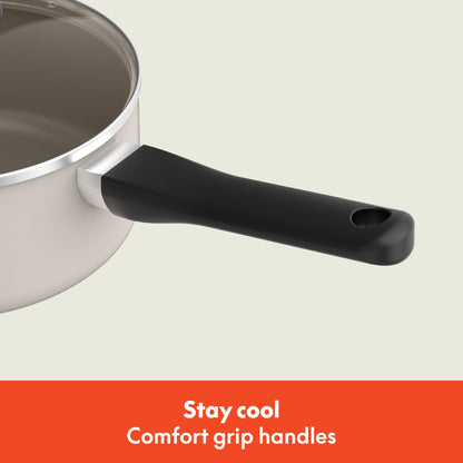bella 21 Piece Kitchen Set with EverGood™ Ceramic Nonstick Coating, Dishwasher & Oven Safe, All Stovetops Compatible, Tempered Glass Lids & Cool Touch Handles, Oatmilk