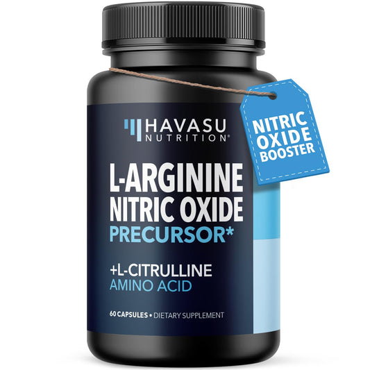 L-Arginine Capsules Nitric Oxide Supplement for Men with L-Citrulline - 1200mg L Arginine and L Citrulline Blend - Non-GMO Veggie Capsule for Performance, Endurance and Muscle - 1 Month Supply