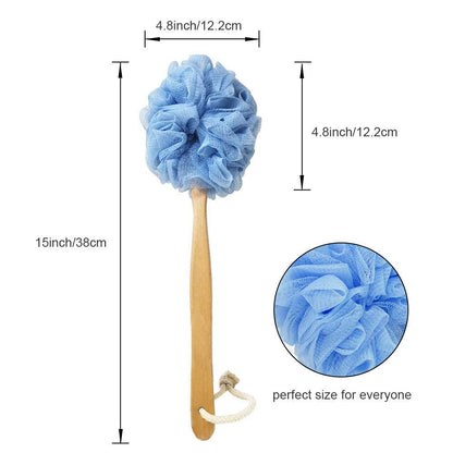 RASDDER Back Scrubber for Shower & Body, Long Handle Bath Brush with Loofah Sponge, Exfoliating Shower Brush for Men and Women