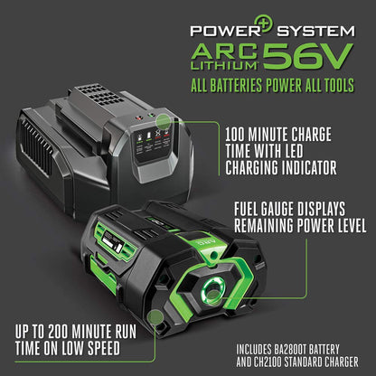 EGO Power+ LB6504 650 CFM Variable-Speed 56-Volt Lithium-ion Cordless Leaf Blower 5.0Ah Battery and Charger Included, Black