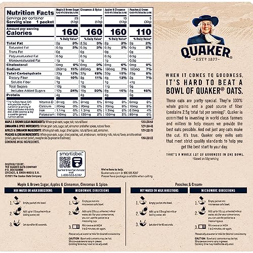 Quaker Instant Oatmeal, 4 Flavor Variety Pack, Individual Packets, 48 Count