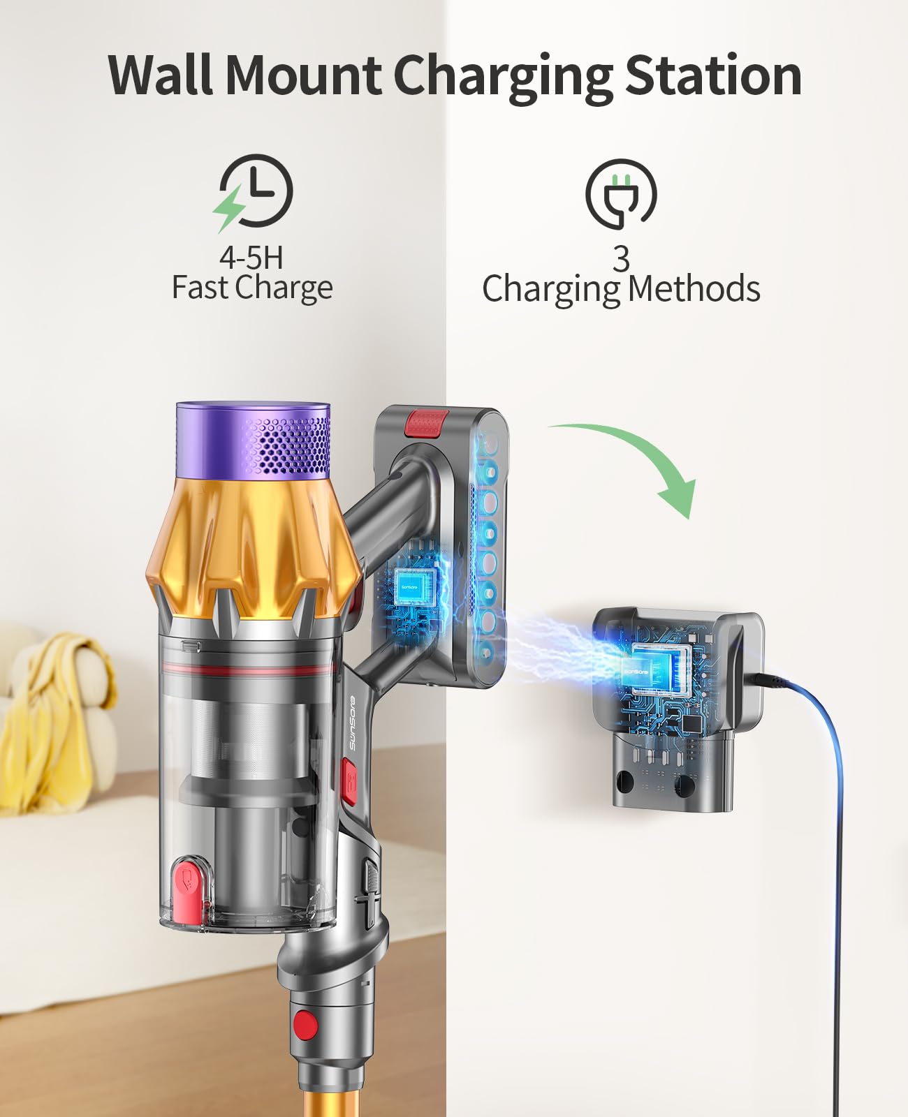 Cordless Vacuum Cleaner, 550W 45KPA 60Mins Cordless Stick Vacuum Cleaner With Touch Screen, Self-Standing,Wall Mount Charging, Handheld Vacuum Cleaners for Home/Pet Hair/Carpets/Hard Floors(X7A)