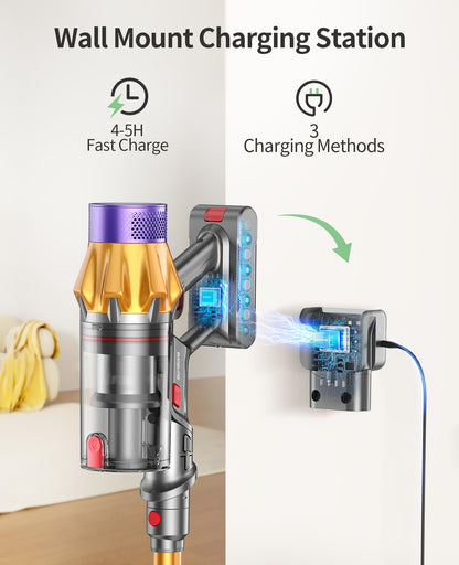 Cordless Vacuum Cleaner, 550W 45KPA 60Mins Cordless Stick Vacuum Cleaner With Touch Screen, Self-Standing,Wall Mount Charging, Handheld Vacuum Cleaners for Home/Pet Hair/Carpets/Hard Floors(X7A)