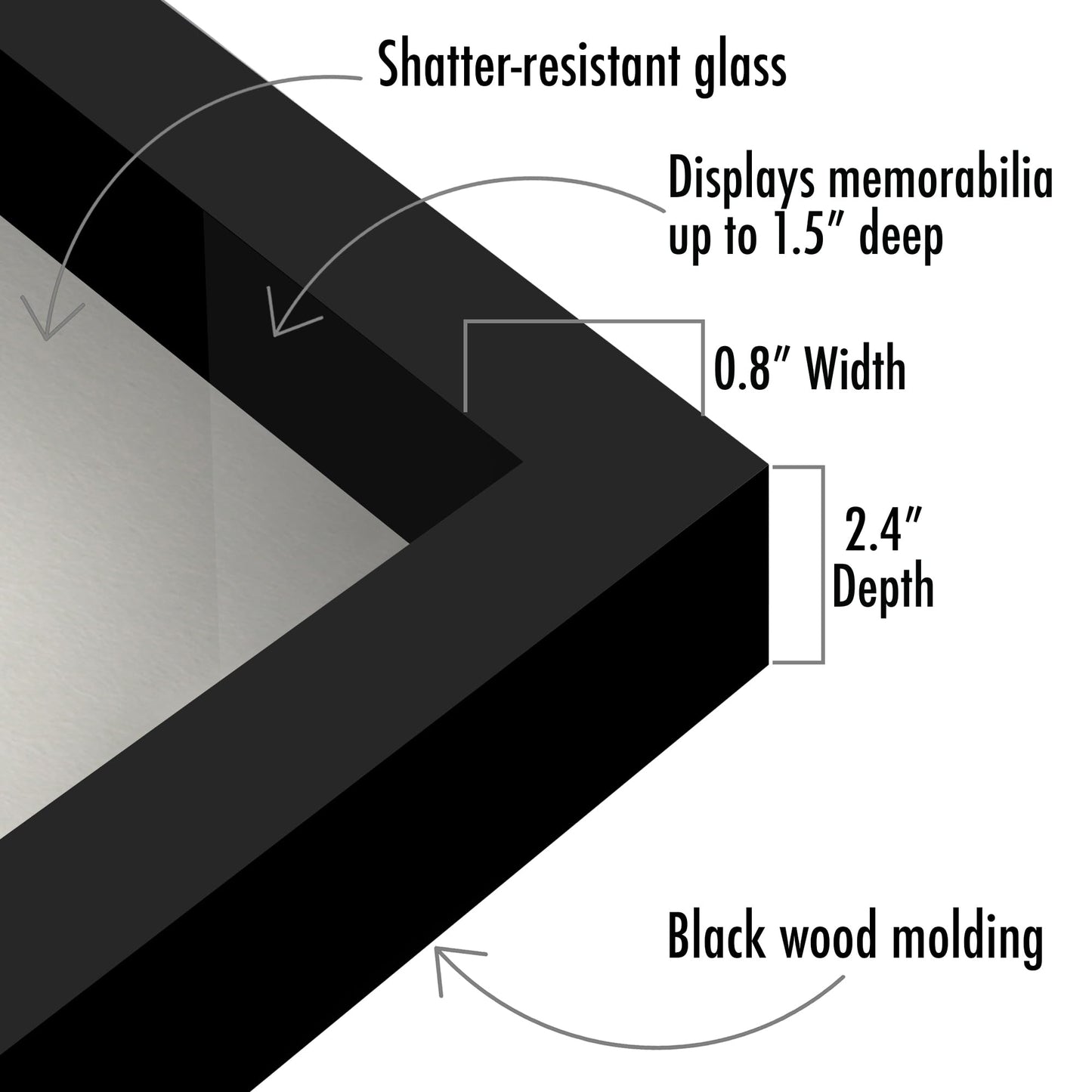Americanflat 11x14 Shadow Box Frame with Shatter-Resistant Glass - Silhouette Collection - Large Shadow Box Display Case for Tabletop and Wall Display - Black with Soft Felt Back
