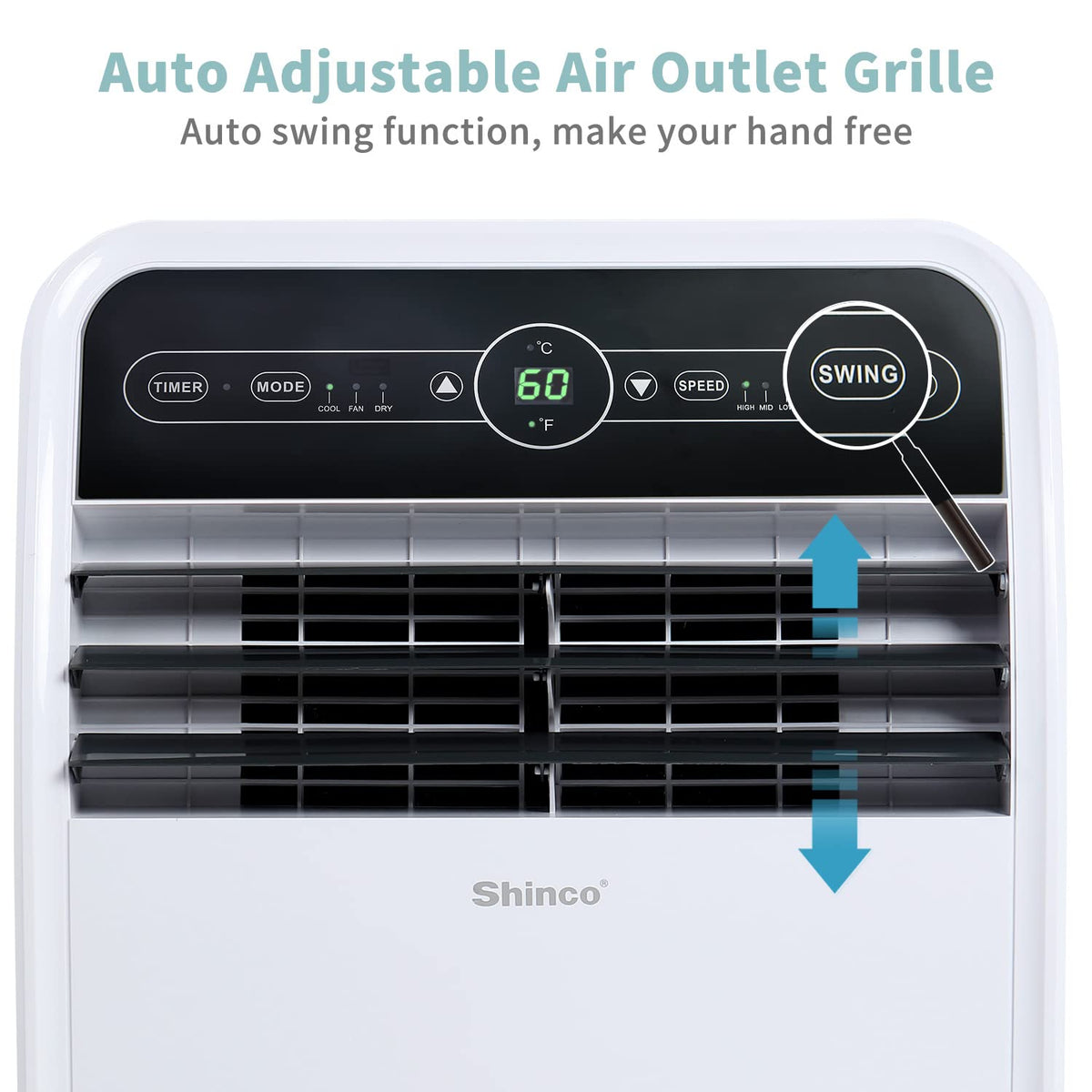 Shinco 12,000 BTU Portable Air Conditioner, Portable AC Unit with Built-in Cool, Dehumidifier&Fan Modes for Room up to 400 sq.ft, with Remote Control, 24 Hour Timer, Installation Kit