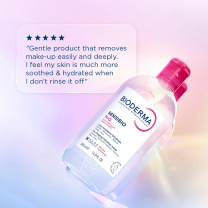 Bioderma Sensibio H2O Micellar Water, Makeup Remover Cleanser, Gentle for Skin, Fragrance-Free & Alcohol-Free, Gentle Face Cleanser for Sensitive Skin, 16.9 Fl Oz