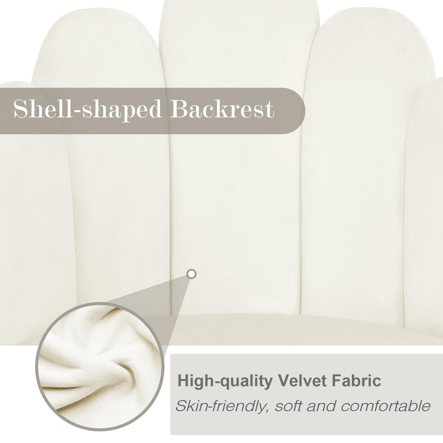 BOWTHY Vanity Chair for Makeup Room - Midcentury Modern Accent Chair for Living Room Bedroom, Makeup Chair with Back Support Velvet Chair with Gold Legs (Cream)