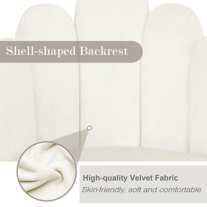 BOWTHY Vanity Chair for Makeup Room - Midcentury Modern Accent Chair for Living Room Bedroom, Makeup Chair with Back Support Velvet Chair with Gold Legs (Cream)