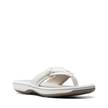 Clarks Women's Breeze Sea Flip-Flop, New White Synthetic, 6