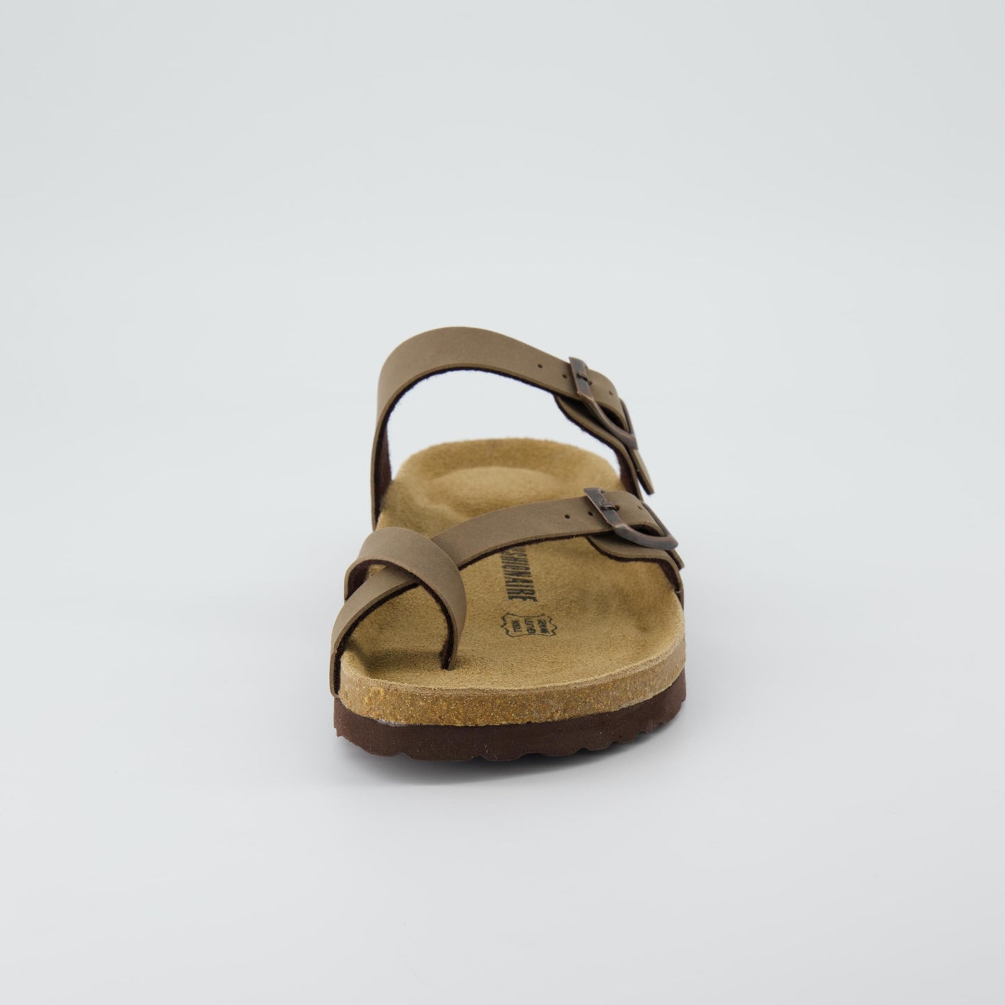CUSHIONAIRE Luna Cork Footbed Women's Sandals - Comfortable Slip-On Slides with Adjustable Straps & Memory Foam for All-Day Wear | Beach Essential Summer Sandals for Women 2025, BROWN 7.5
