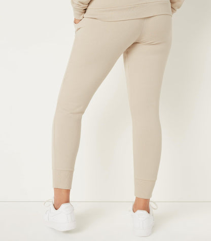 Victoria's Secret Women's Pink Logo Fleece Jogger Sweatpants, Ivory, M