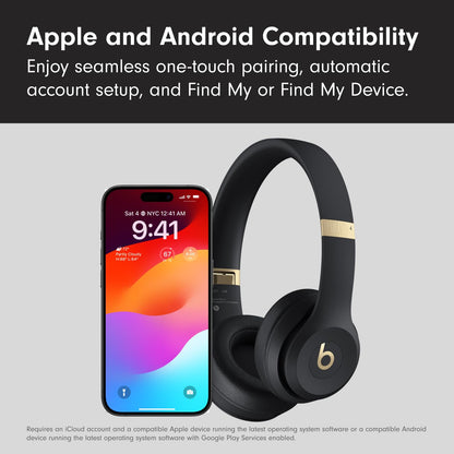 Beats Solo 4 -Wireless Bluetooth on Ear Headphones with AppleCare+ (2 Years) - Black & Gold