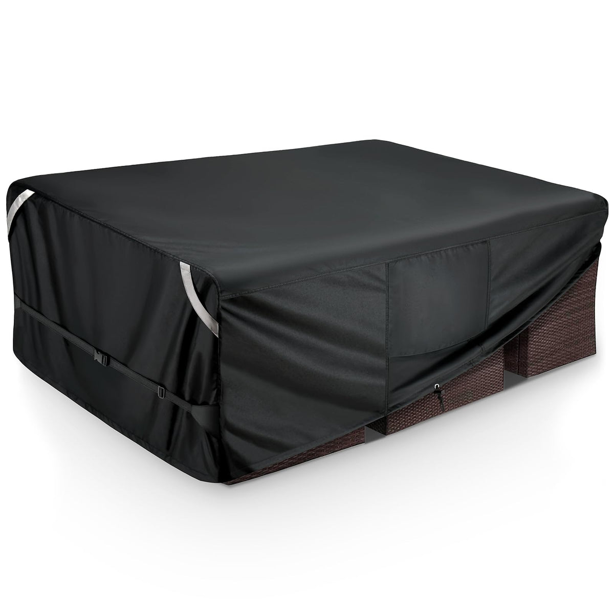 COSFLY Waterproof Patio Furniture Covers for Table and Chair Set, Rectangular Outdoor Sectional Sofa Covers Large - Fits up to 126L x 63W x 28H inches(Black)