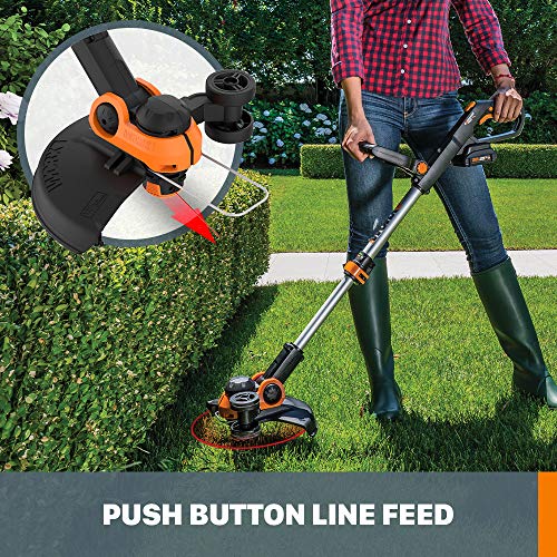 Worx String Trimmer Cordless GT3.0 20V PowerShare 12" Edger & Weed Trimmer (2 Batteries & Charger Included) WG163