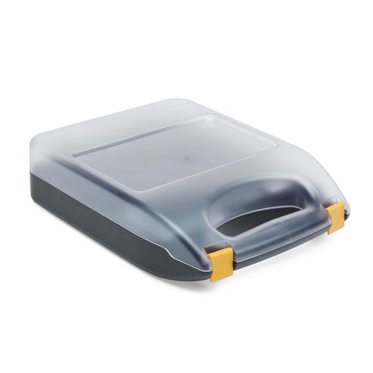 Amazon Basics Battery Organizer with Tester, Wall-Mounted Design, Handle Holds 110 Batteries, Clear/Black