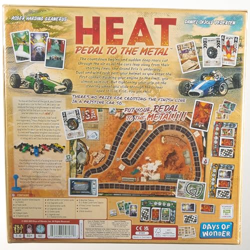 HEAT: Pedal to the Metal Board Game - Intense Car Racing and Strategy Game, Fun Family Game for Kids and Adults, Ages 10+, 1-4 Players, 60 Minute Playtime, Made by Days of Wonder