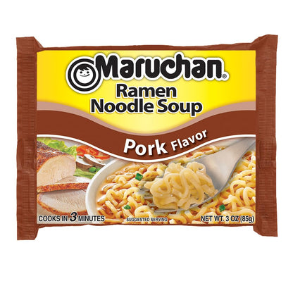 Maruchan Ramen Pork, Instant Ramen Noodles, Ready to Eat Meals, 24 Count