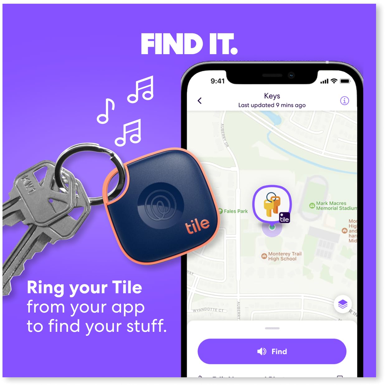 Tile by Life360 Mate Bluetooth Tracker, Keys Finder and Item Locator for Keys, Bags and More. Phone Finder. Both iOS and Android Compatible. 1-Pack (Black)