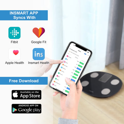 INSMART Smart Scale for Body Weight, All-in-one LCD Display Bathroom Weight Scales Body Fat Scale,Bluetooth Digital Smart Weighing Scale with Heart Rate,Heart Index & Body Composition Analyzer,396 lbs