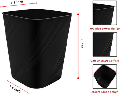 DAJITRE Small Plastic Trash Can Wastebasket Recycling Bin for Bathroom, Dorm, Bedroom，Home Office, Garbage Can for Bedroom, Kids Room (1, Black)