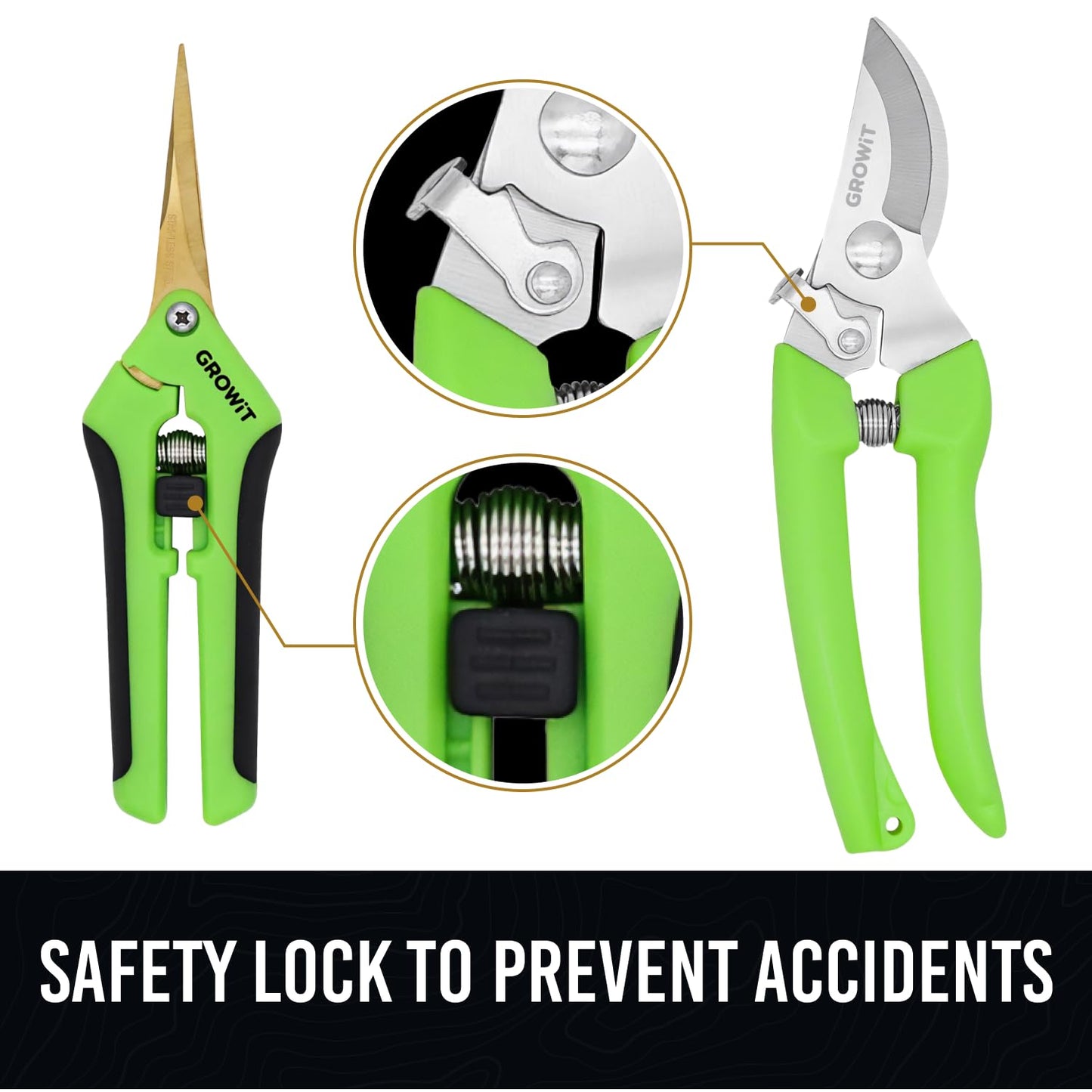 Craft911 Pruning Shears & Gardening Scissors Set - 7" Titanium Coated Sharp Garden Clippers, Stainless Steel Flower Shears for Plant - Garden Pruners, Florist Scissors with Non-Slip Grip