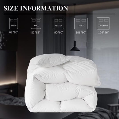 WhatsBedding Feather DownFiber White Comforter, All Season Luxury Bed Comforter,Ultra Soft 100% Cotton Duvet Insert, Full Size 82"x86"