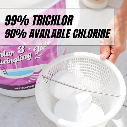 Pyrock Chemical Pools 3 Inch Chlorine Tablets for Pools, 50 lb Pool Chlorine Tabs, 99% Trichlor, 90% Available Chlorine, Slow Dissolving Stabilized Chlorine Tablets for Swimming Pools, Floaters