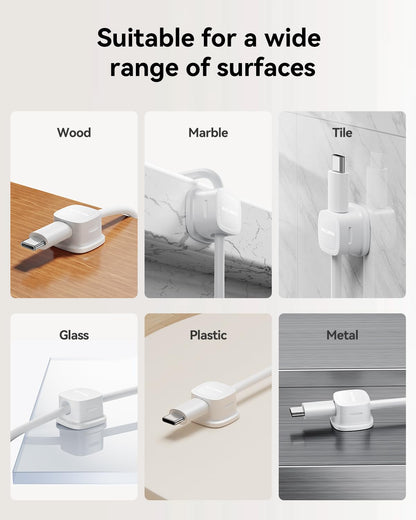 6-Pack Magnetic Cable Clips Cord Organizer-Cable Smooth Adjustable, Rocoren Desk Cable Management Accessories,Cable Holder Clips Wire Holder Keeper for Desktop,Nightstand,Wall,Home Office,Phone,Car