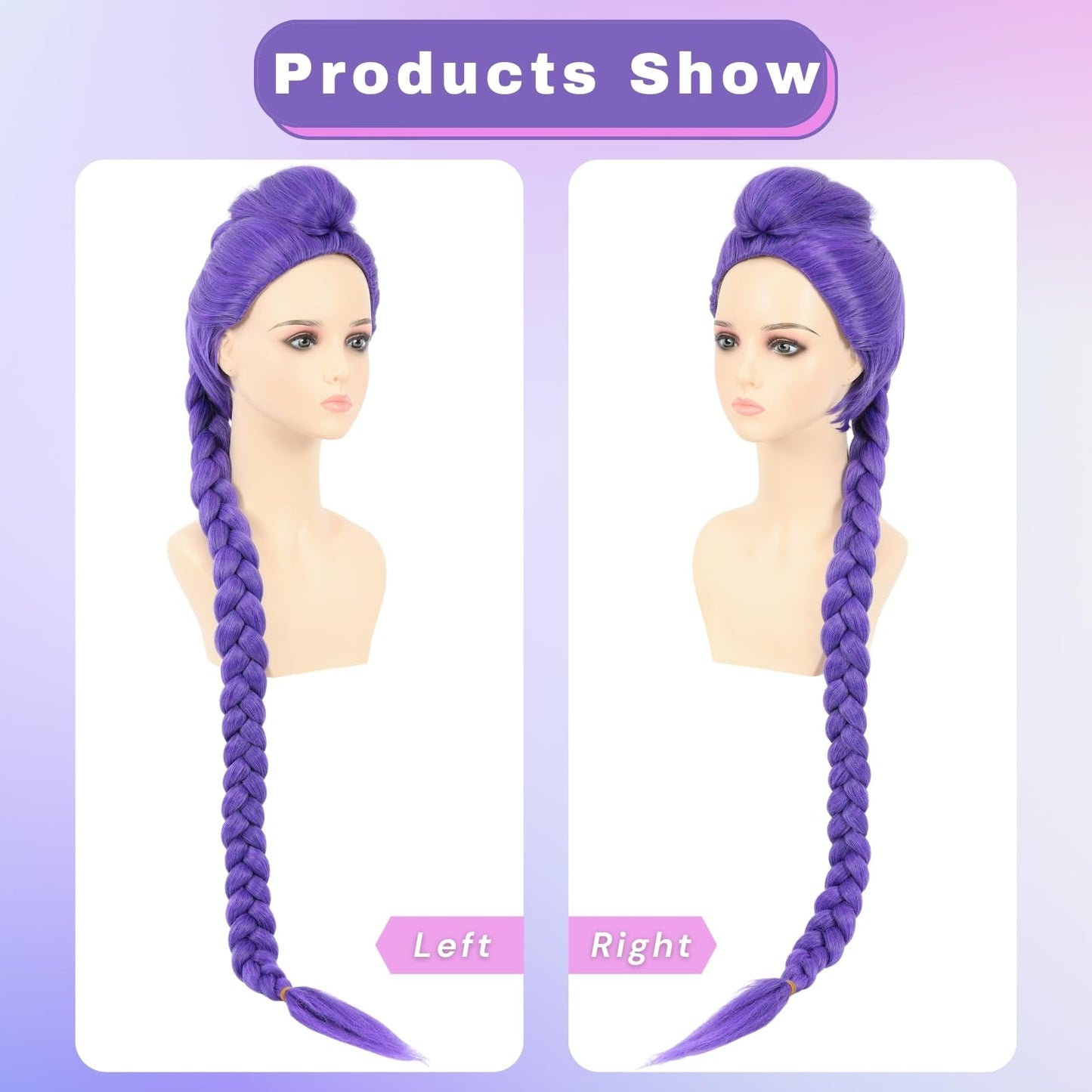 morvally Womens 47 Inches Purple Long Braided Ponytail Wig - Anime Cosplay Wigs for Women Halloween Costume Party (Purple, Adults)