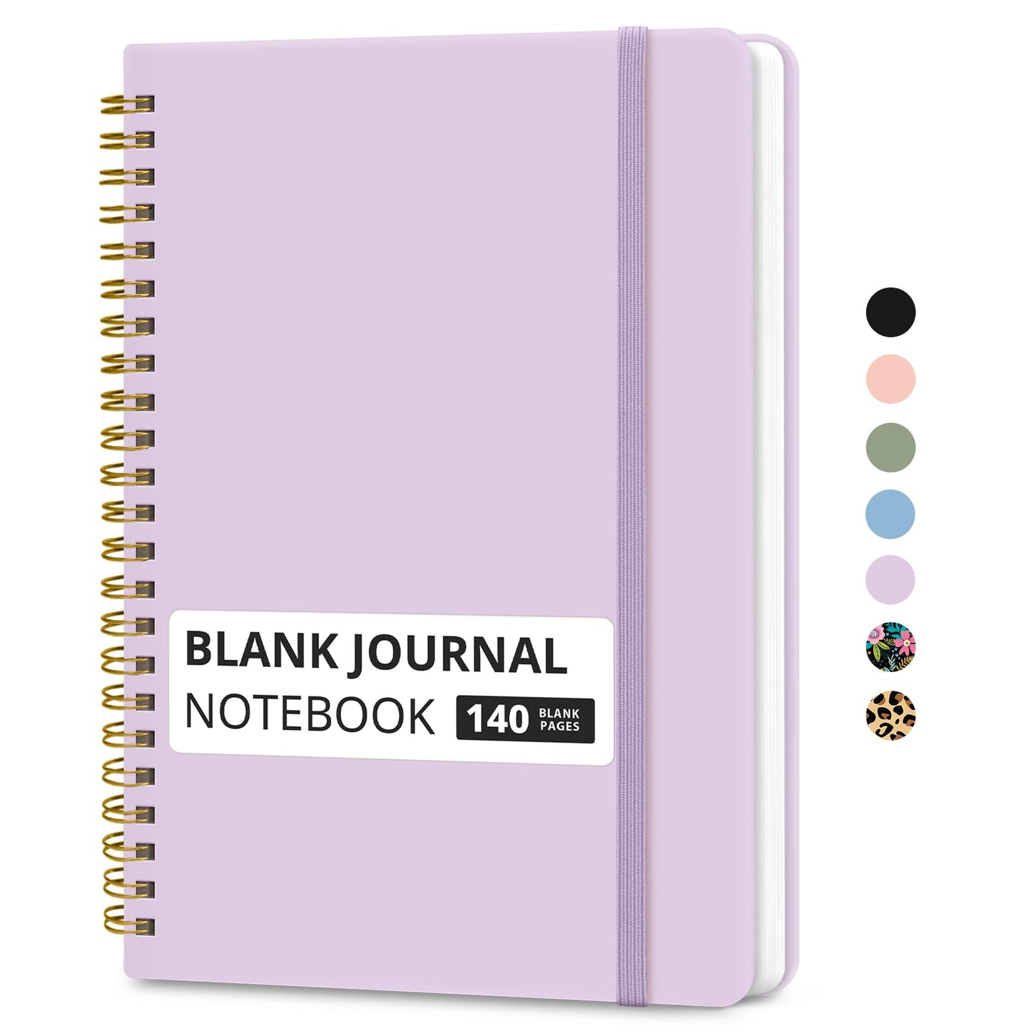 Taja Blank Spiral Journal Notebook for Women & Men, 140 Pages, Sketch Book, Plain Notebook for Drawing & Sketching, Journals for Creative Writing, A5(6"x8") - Purple