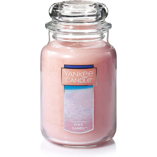 Yankee Candle Pink Sands Scented, Classic 22oz Large Jar Single Wick Candle, Over 110 Hours of Burn Time, Classic Large Jar, Pink