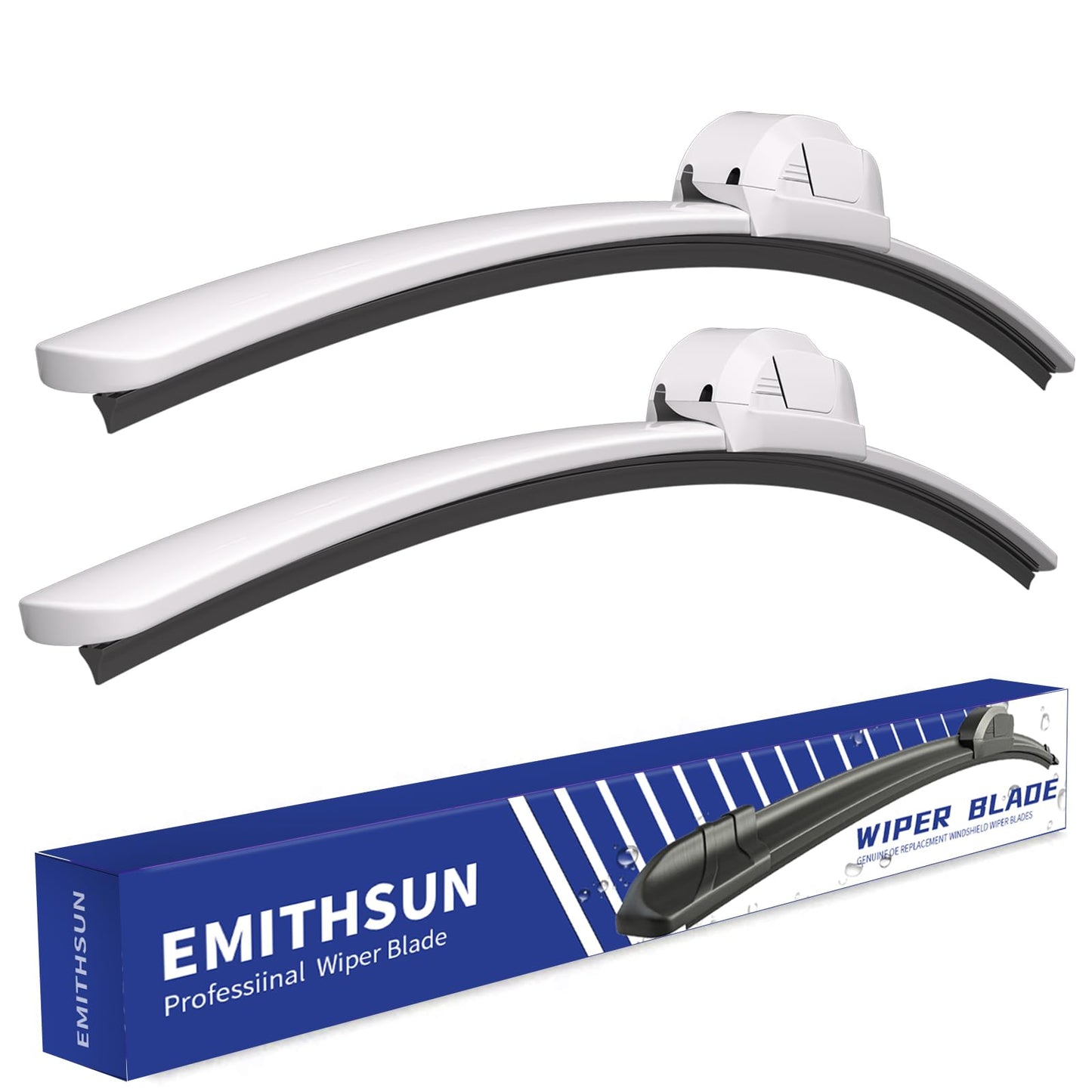 EMITHSUN OEM QUALITY 26" + 17" Premium All-Seasons Durable Stable And Quiet White Windshield Wiper Blades (Set of 2)