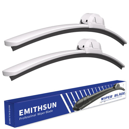 EMITHSUN OEM QUALITY 26" + 17" Premium All-Seasons Durable Stable And Quiet White Windshield Wiper Blades (Set of 2)