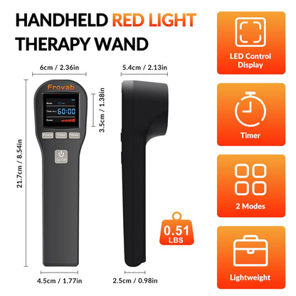 Frovab Red Light Therapy Device, 4x808nm+16x650nm Infrared Light Therapy for Pain, Hand Held Red Light Therapy Device at Home, Red Light Therapy Hand Held Wand for Muscle Body & Shoulder, Black