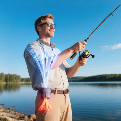FULSUNT Portable Waist Fan Clip On Up to 40H Cooling, 14000RPM Powerful Airflow, 6000mAh Shirt Fans Rechargeable, 6 Speeds Body Fan with Neck Strap, Wearable Belt Fans for Outdoor Work Travel