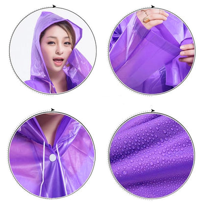 RUISHYY Rain Ponchos for Adults Women Men (2-5 Pack), Reusable EVA Raincoats Jackets with Hood Portable Waterproof Rain Gear (Purple x 2)