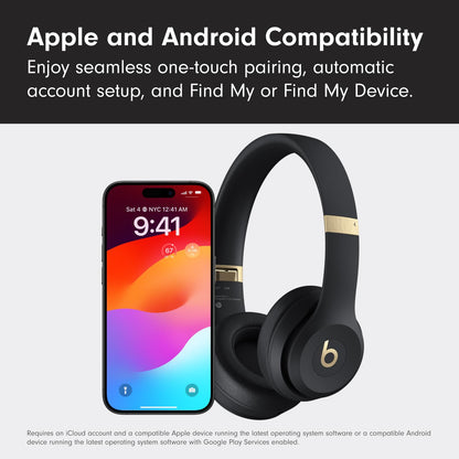 Beats Solo 4 - Wireless On-Ear Bluetooth Headphones, Up to 50-Hour Battery Life, Ultra-Lightweight Comfort, Powerful and Balanced Sound, Apple & Android Compatible - Black & Gold