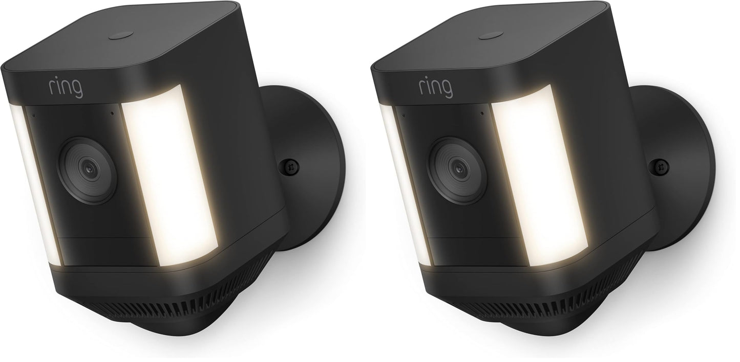 Ring Spotlight Cam Plus, Battery (newest model), Home or business security with HD video, Two-Way Talk, Color Night Vision, and Security Siren, 2-pack, Black