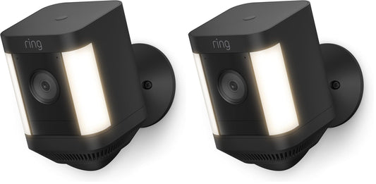 Ring Spotlight Cam Plus, Battery (newest model), Home or business security with HD video, Two-Way Talk, Color Night Vision, and Security Siren, 2-pack, Black