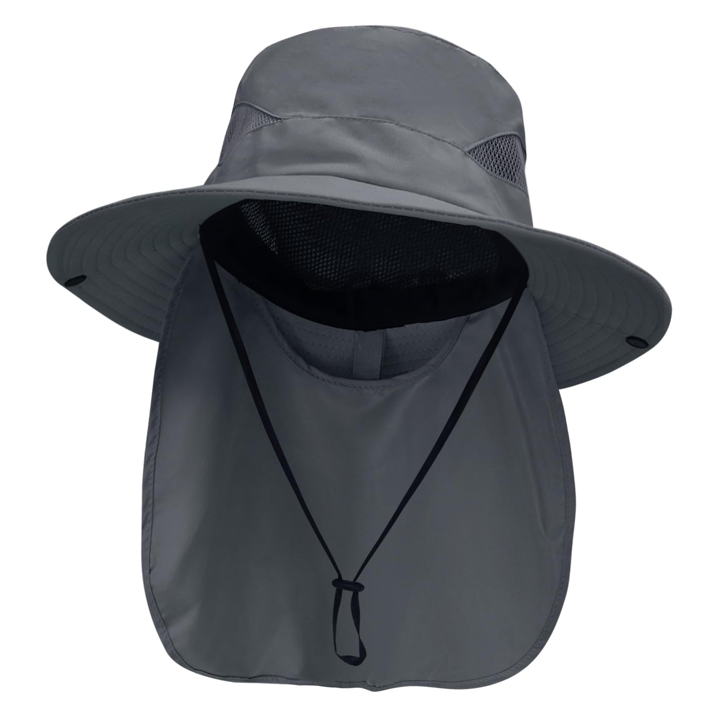 NPJY Sun Fishing Hats for Men Women UV Sun Protection Bucket Hat with Foldable Neck Flap Pure Darkgray
