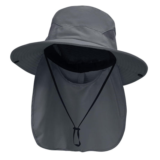 NPJY Sun Fishing Hats for Men Women UV Sun Protection Bucket Hat with Foldable Neck Flap Pure Darkgray