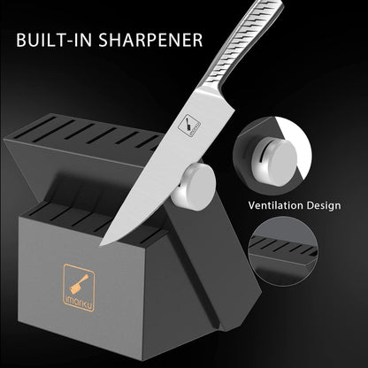 imarku Knife Set,14-Piece Knife Sets for kitchen with block,Premium One-Piece Kitchen Knife Set with Sharpener,High Carbon Stainless Steel Knives Set for Kitchen,Dishwasher Safe,Black