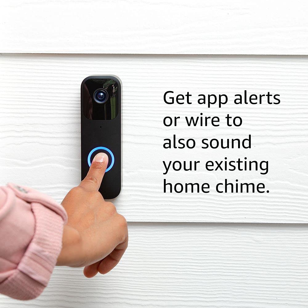Blink Video Doorbell + Sync Module 2 (newest model) — Two-way audio, HD video, two-year battery life, motion detection, chime app alerts, Works with Alexa (Black)
