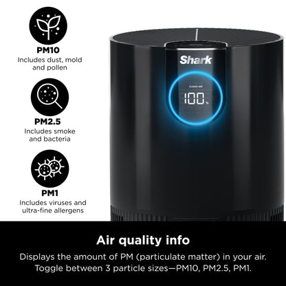 Shark Air Purifier with Nanoseal HEPA, Cleansense IQ, Odor Lock,n500 Sq. ft, Charcoal Grey, HP100