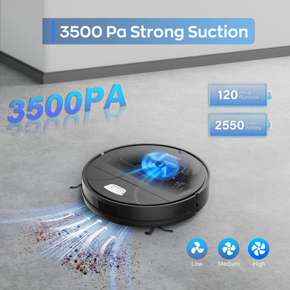 ONSON Robot Vacuum Cleaner, 3500Pa Vacuum Cleaner with Schedule, App//Wi-Fi/Alexa, Slim, Ideal for Hard Floor, Pet Hair